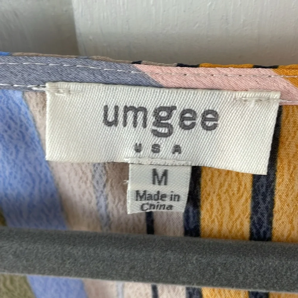 UMGEE Dress Asymmetrical  Multicolor boho Striped Hi Low maxi M